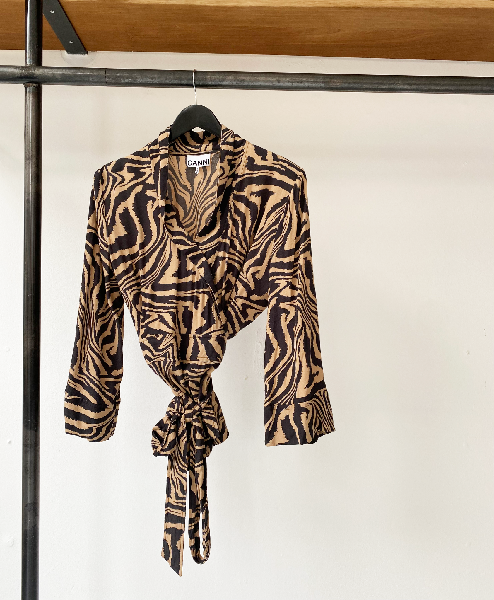 GANNI animal print wrap top size 40