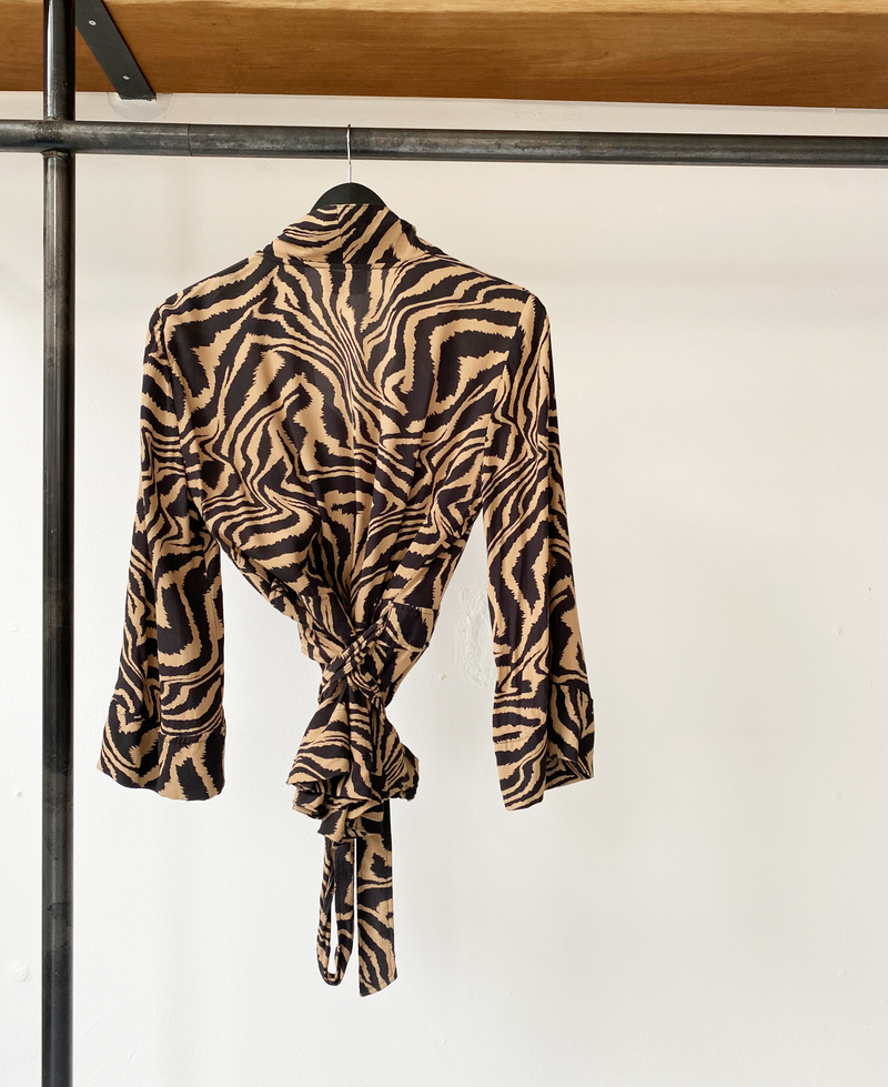 GANNI animal print wrap top size 40