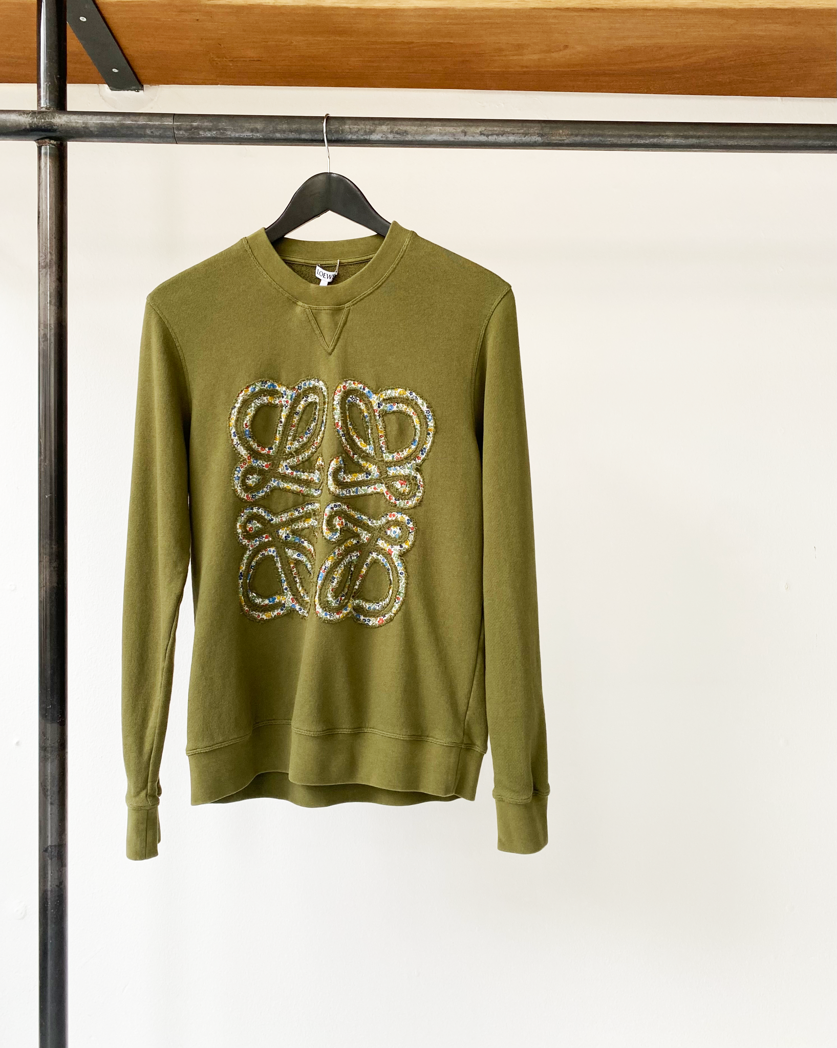 Loewe green anagram flower sweater size S