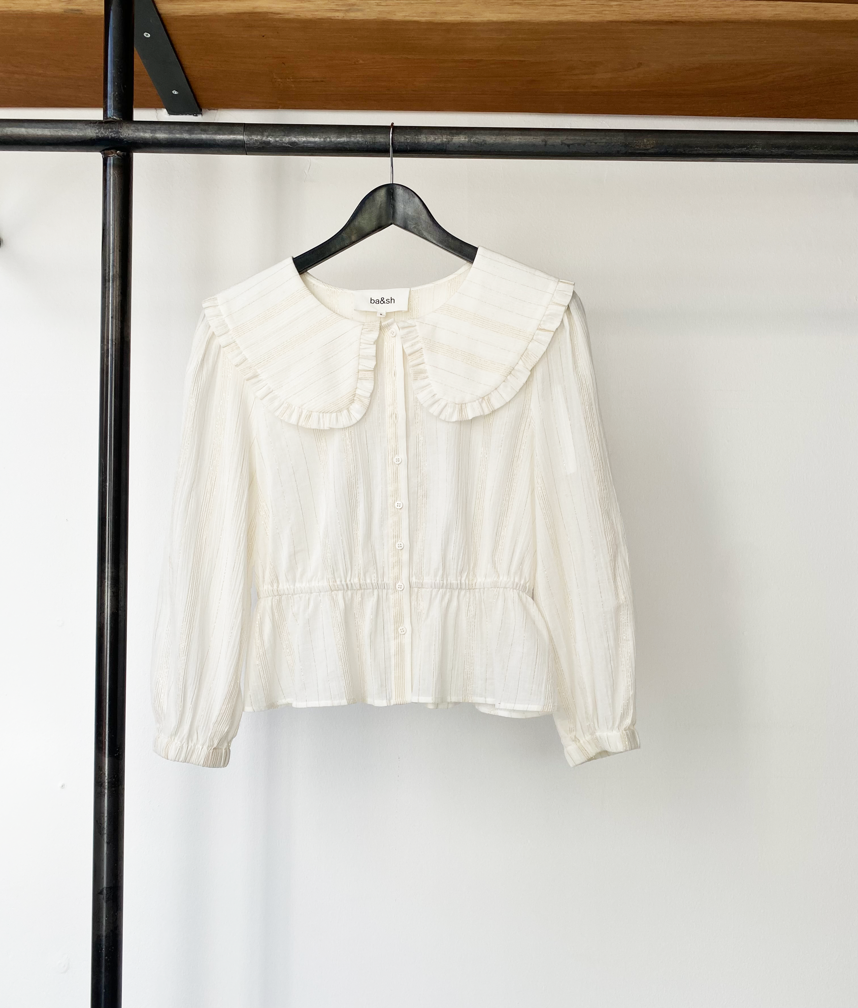 ba&sh gold striped collar shirt size 0 [XS]