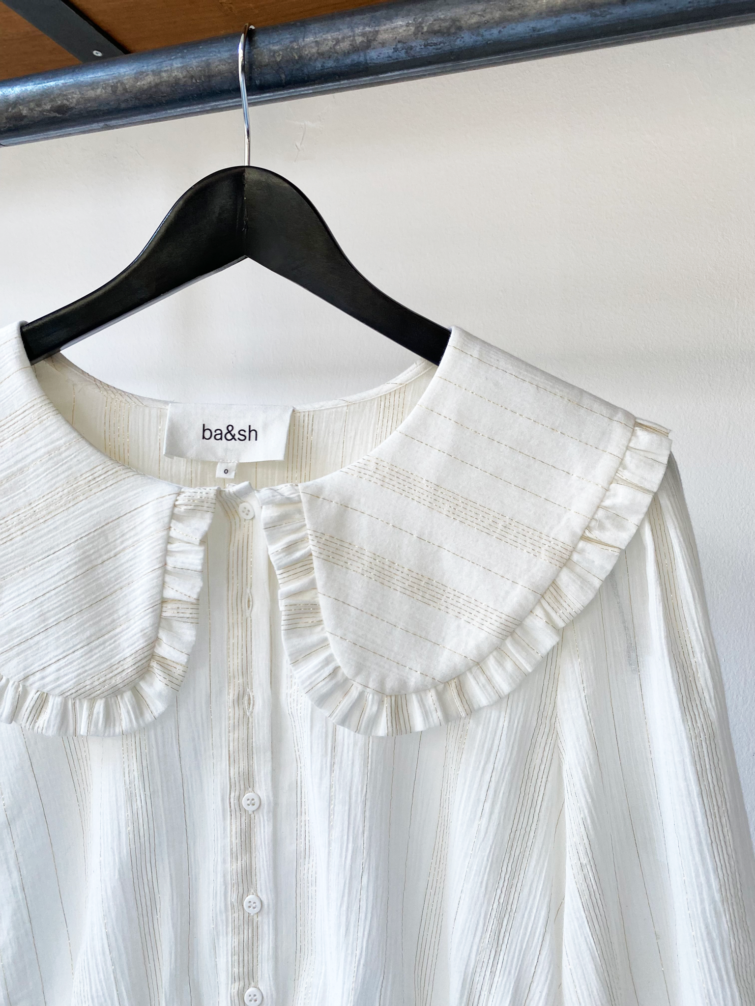 ba&sh gold striped collar shirt size 0 [XS]