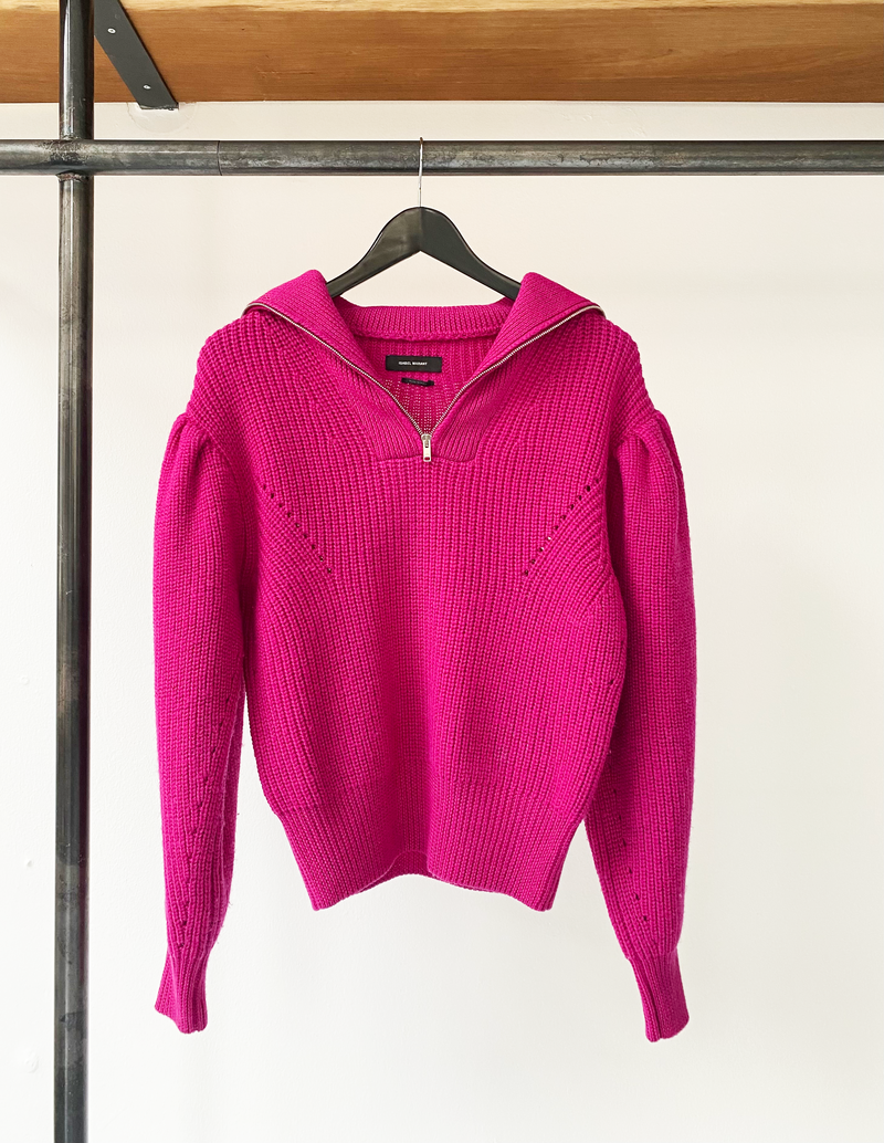 Isabel Marant fuchsia zipper knitted sweater size 38