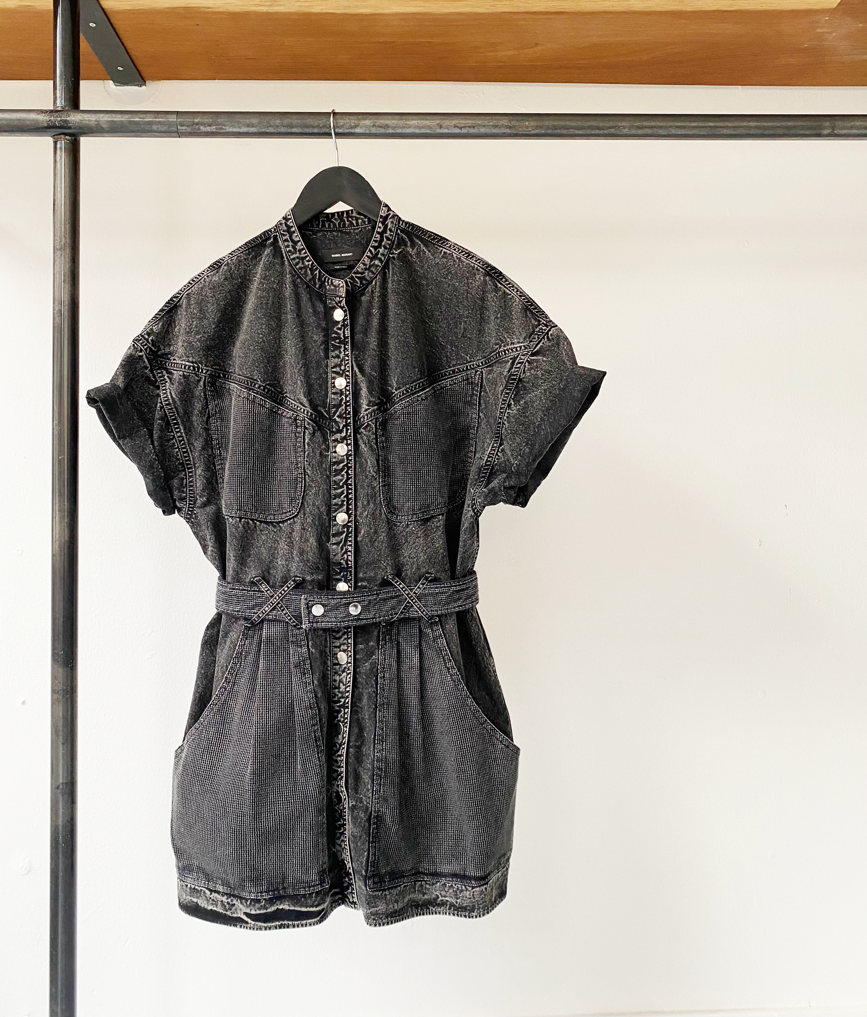 Isabel Marant faded black mesh button down dress size 38