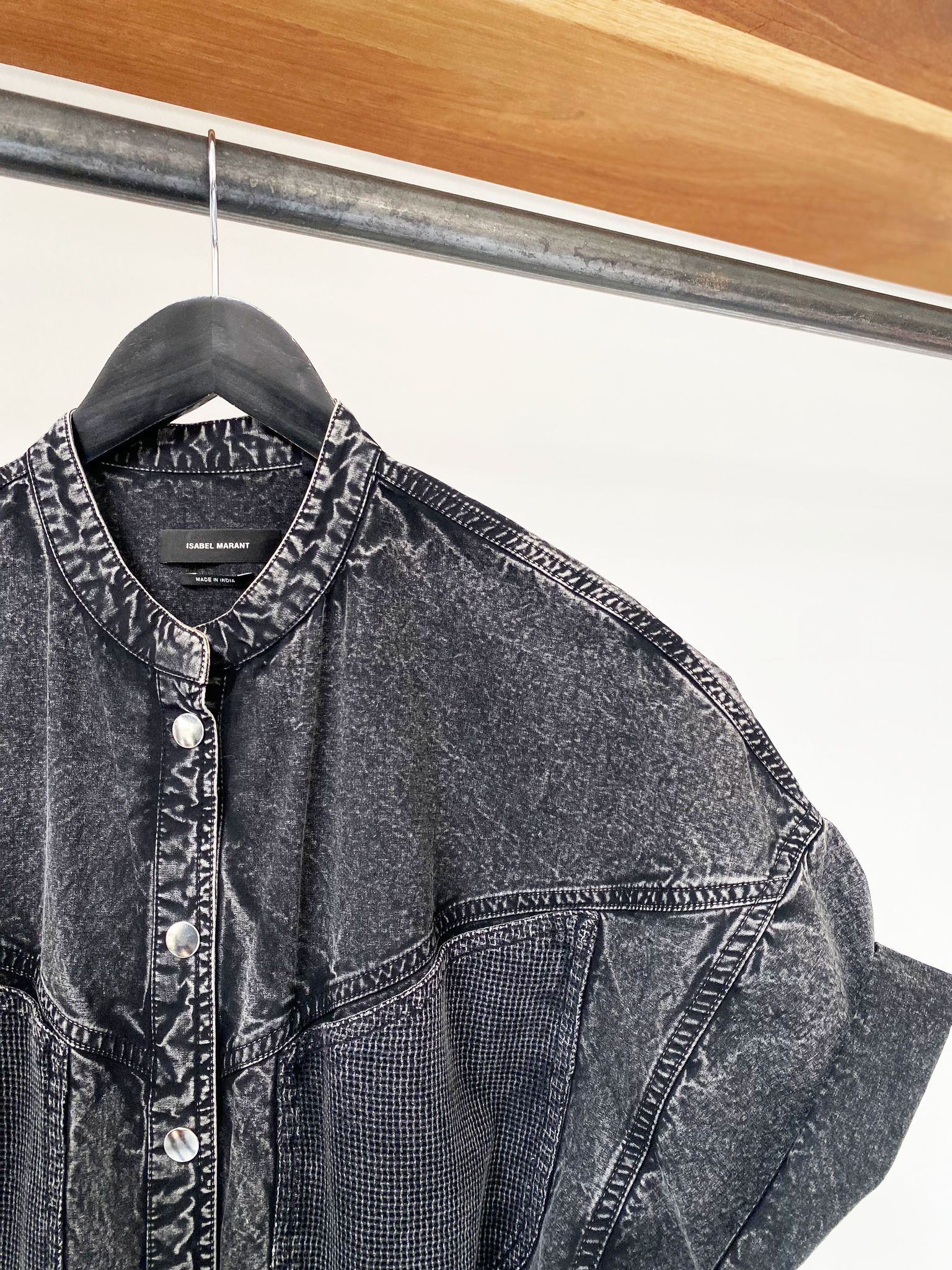 Isabel Marant faded black mesh button down dress size 38