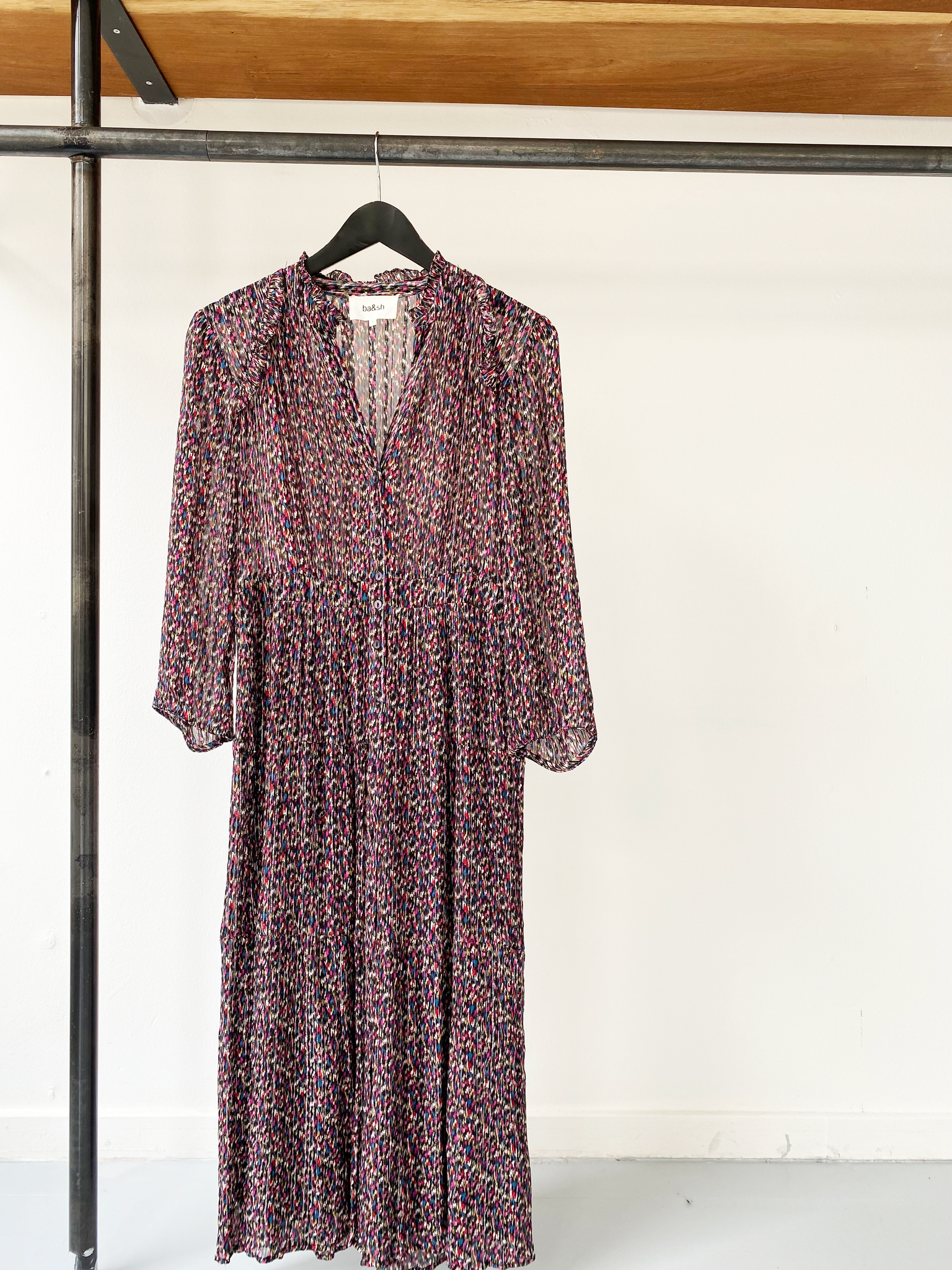 ba&sh midi dress with colored print size 2