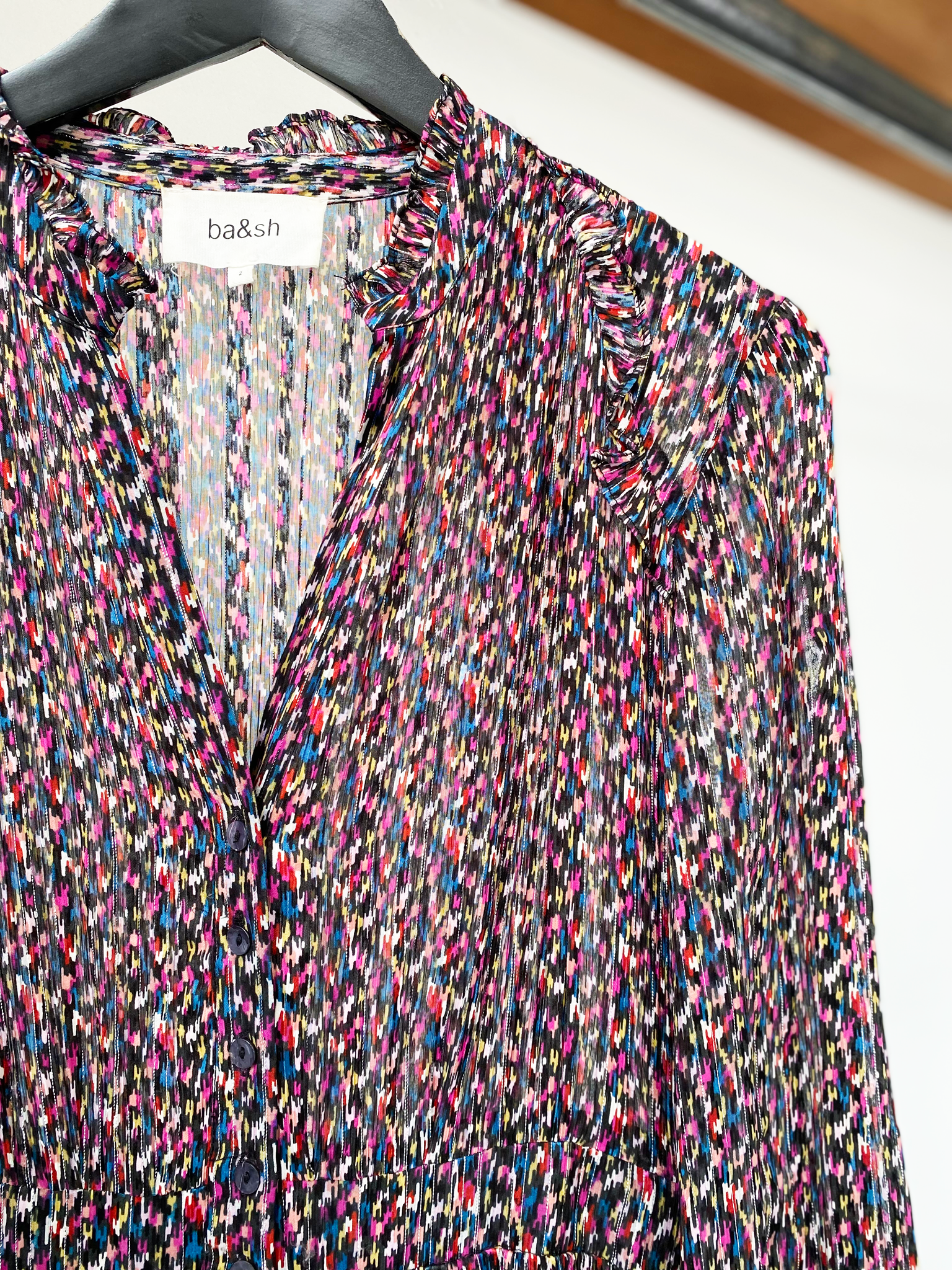 ba&sh midi dress with colored print size 2