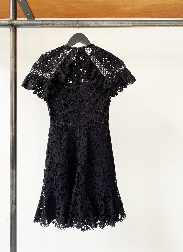 Sandro black crochet lace dress size 36