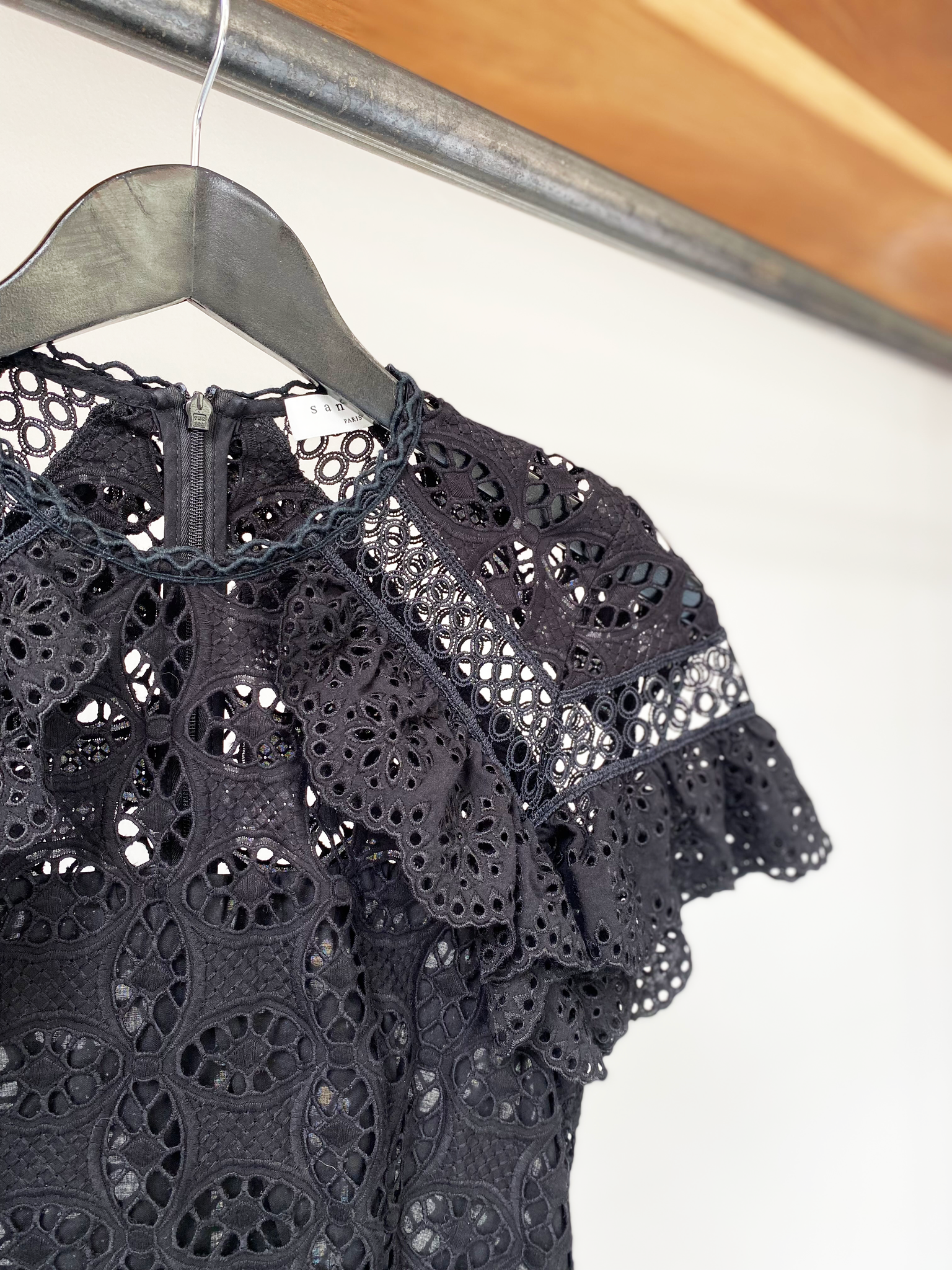 Sandro black crochet lace dress size 36