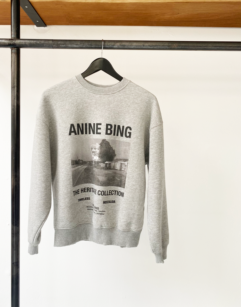 Anine Bing grey logo print sweater size XS