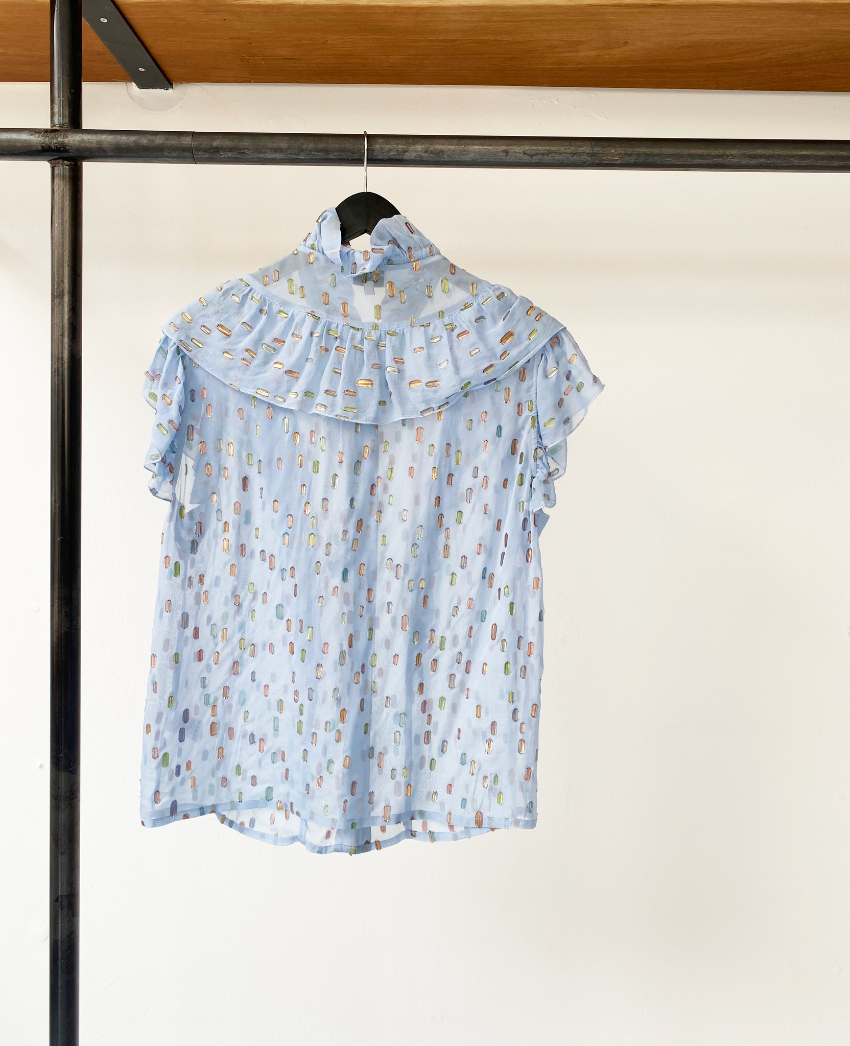 Antik Batik baby blue metalized shirt size S