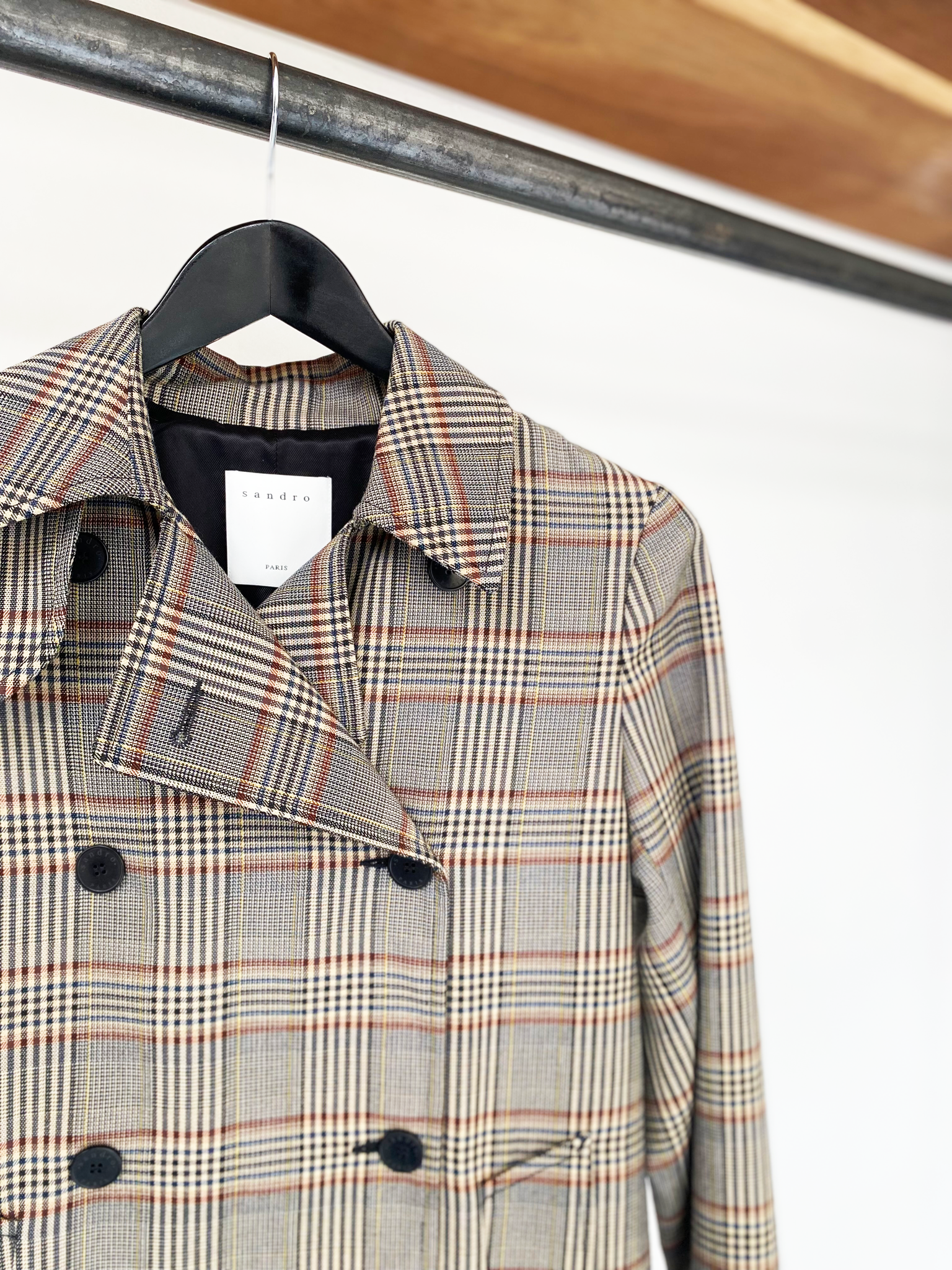 Sandro Paris checked trench coat size 36