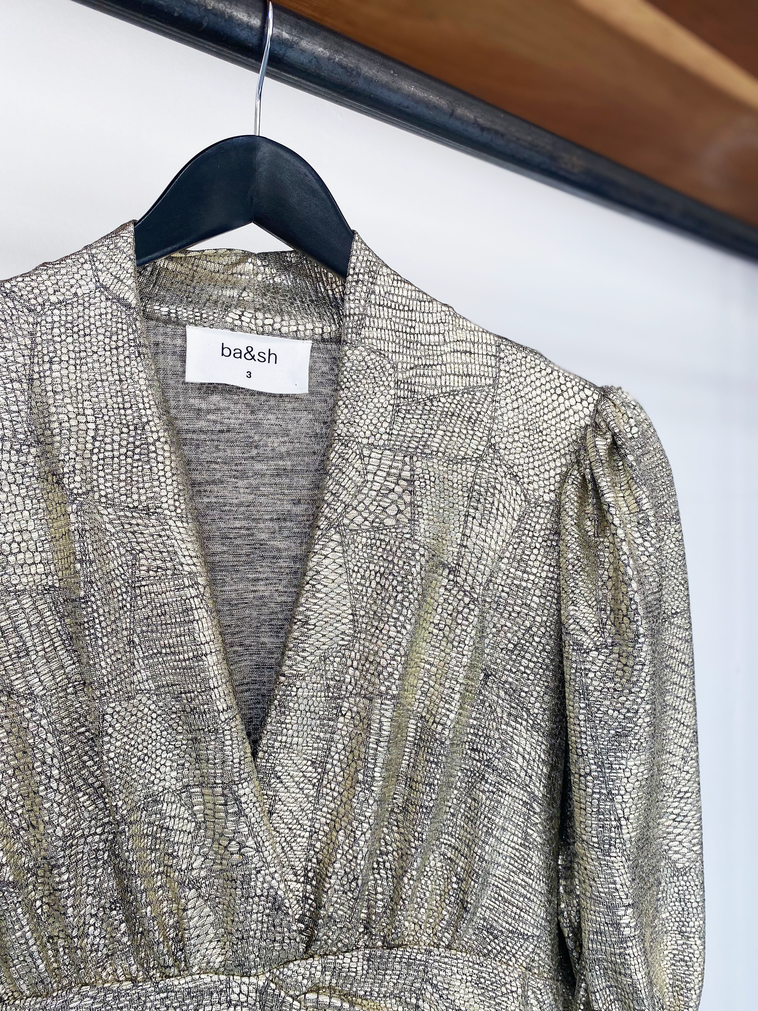 ba&sh silver v-neck midi dress size 3