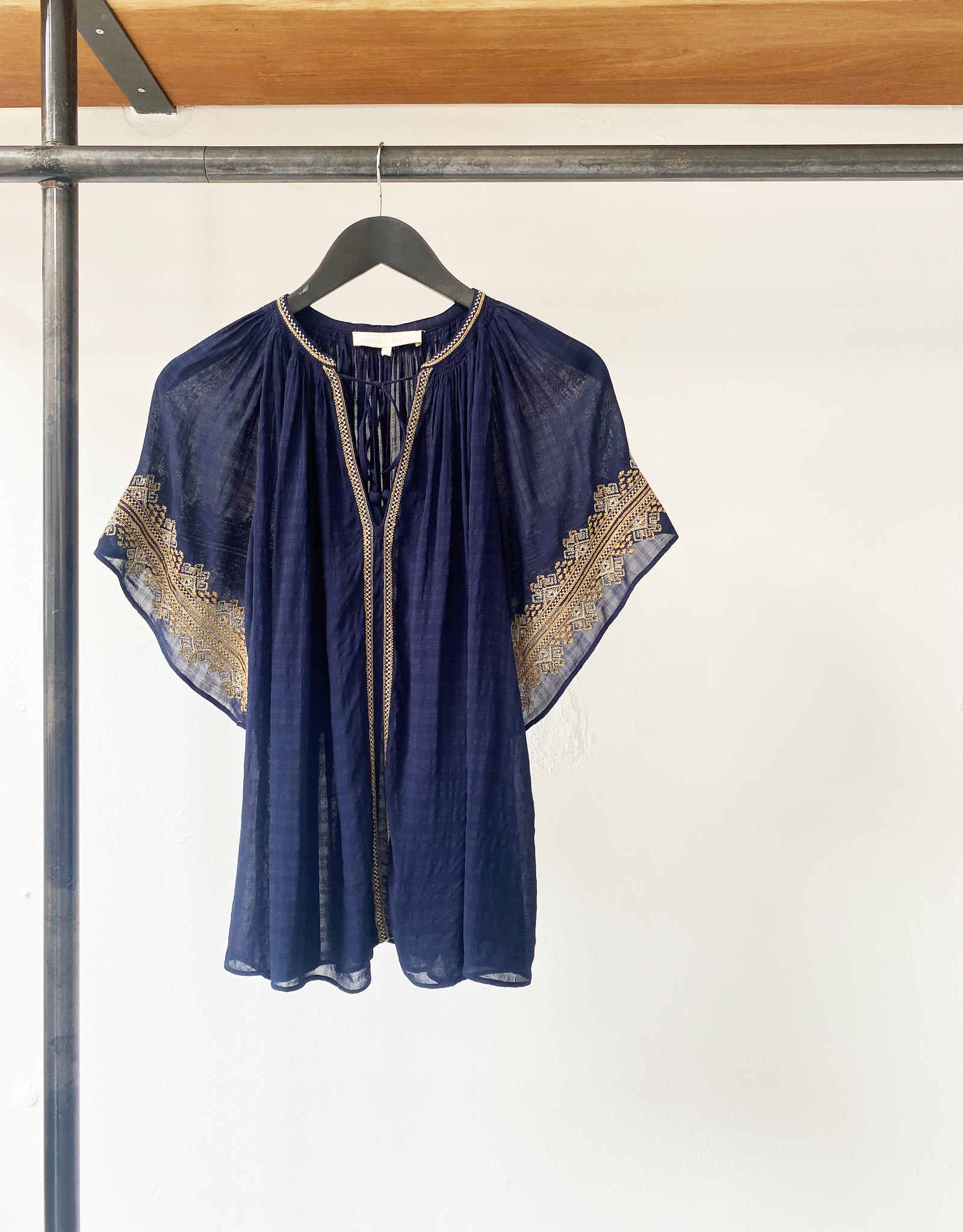 Vanessa Bruno navy embroidered top size M