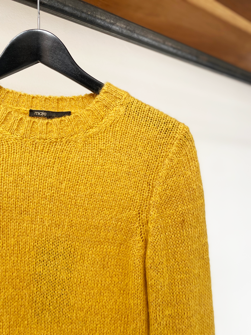 Maje mustard mohair knit size 1