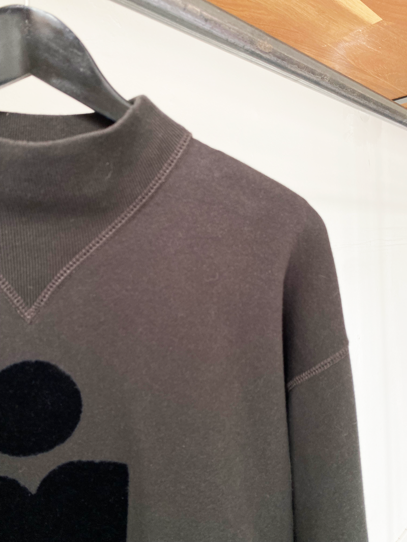 Isabel Marant Étoile black flock logo sweater size 36