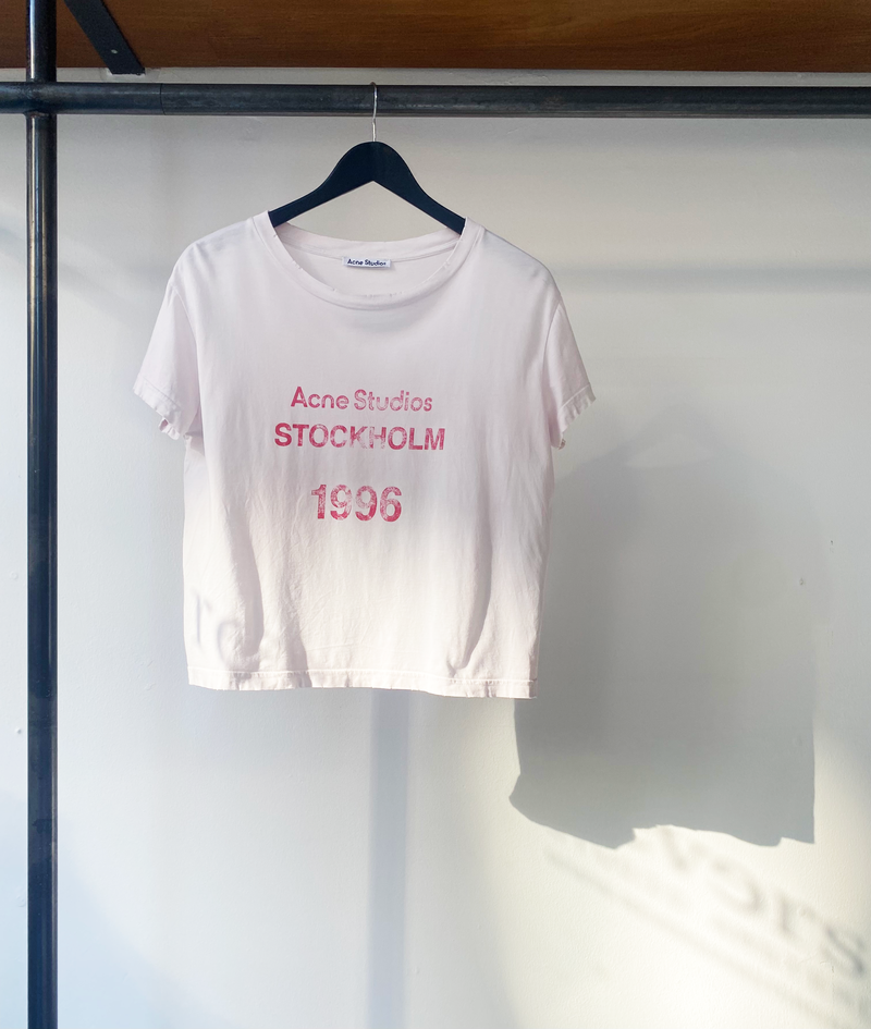 Acne Studios pink cropped logo tee size M