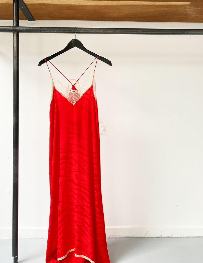 Zadig & Voltaire red silk slip dress size S