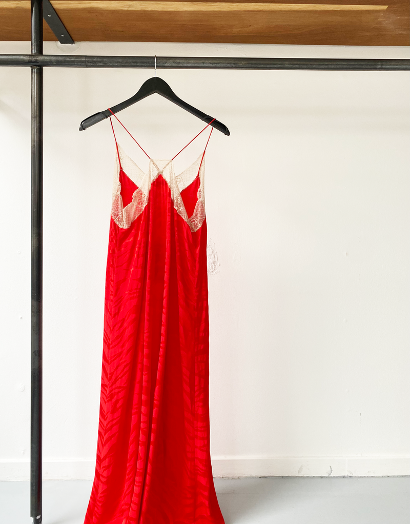 Zadig & Voltaire red silk slip dress size S