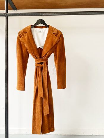 Rika Studios camel suede belted coat size S