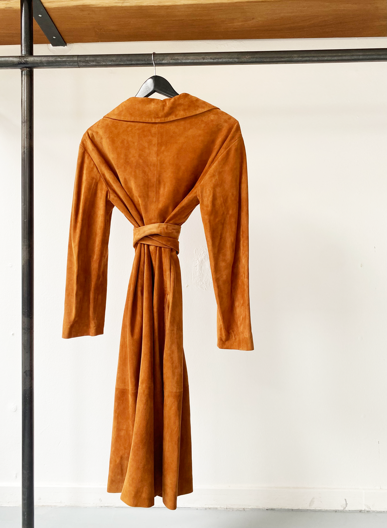 Rika Studios camel suede belted coat size S