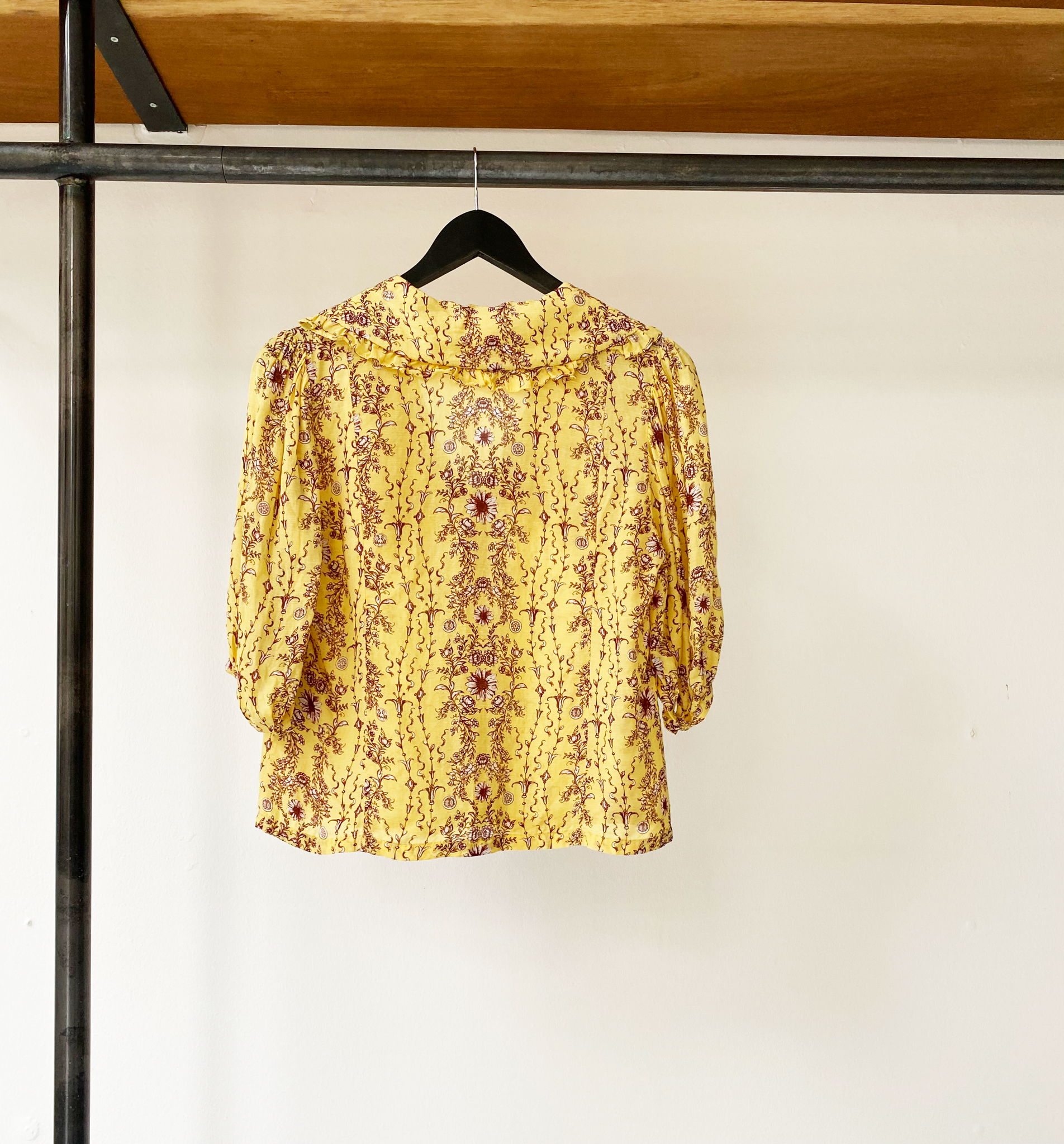Sandro yellow floral pattern blouse size 2
