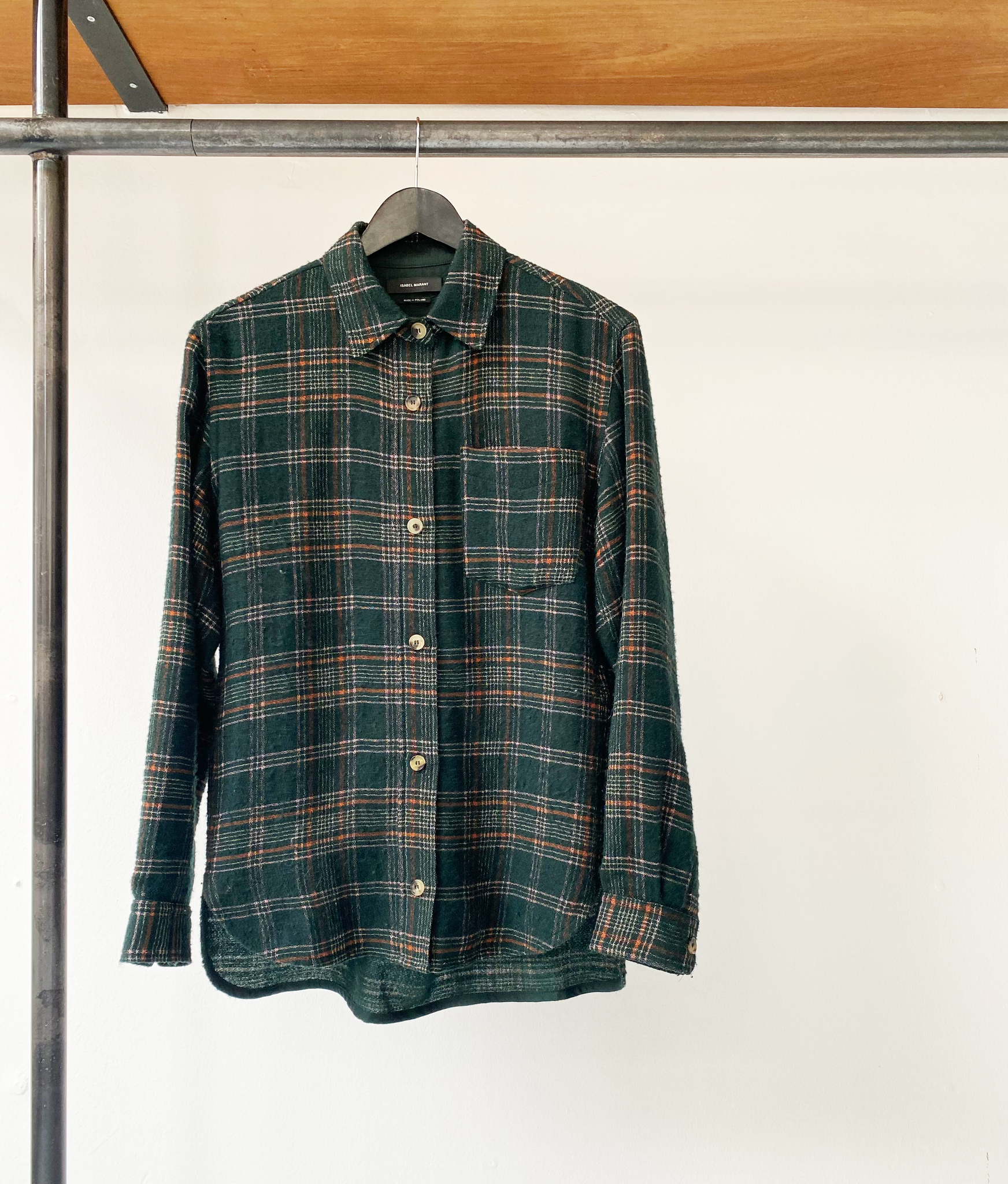 Isabel Marant dark green wool check shirt size 40