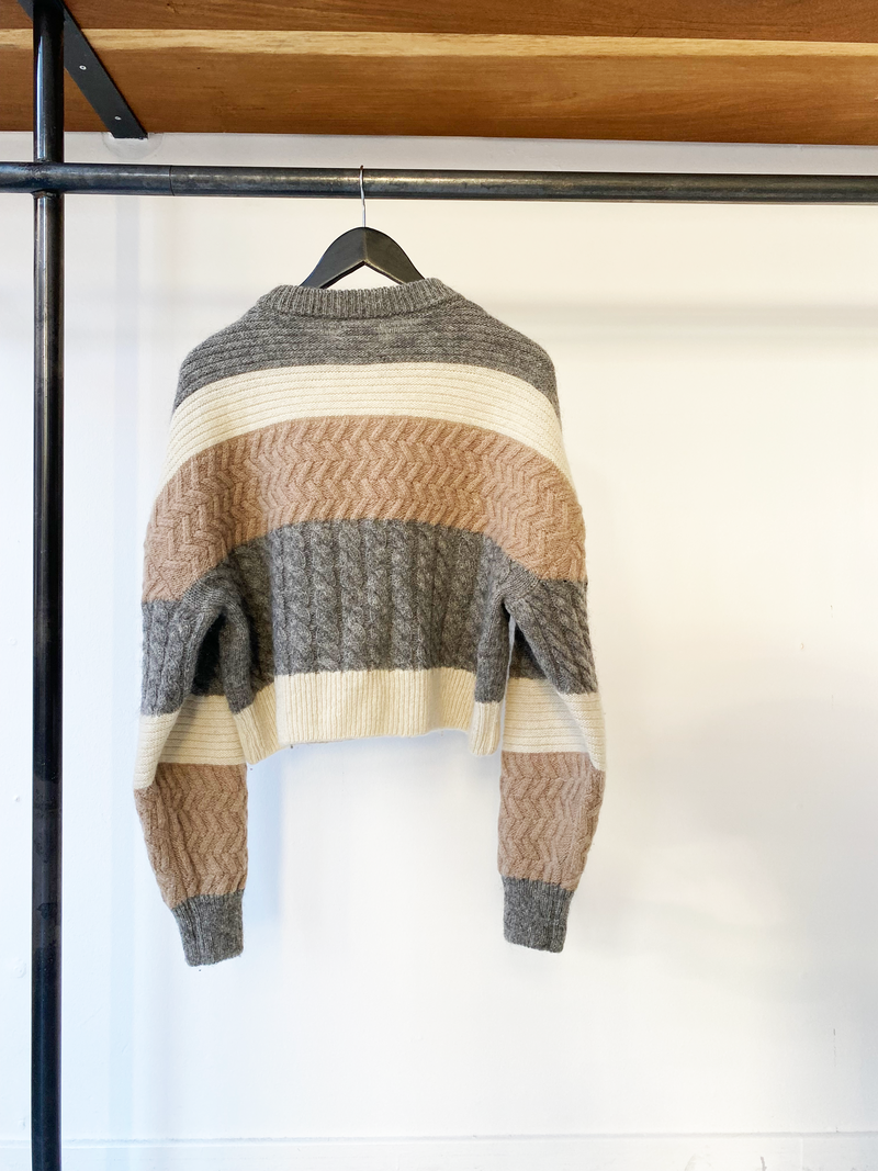 Filippa K grey stripe braided wool sweater size S