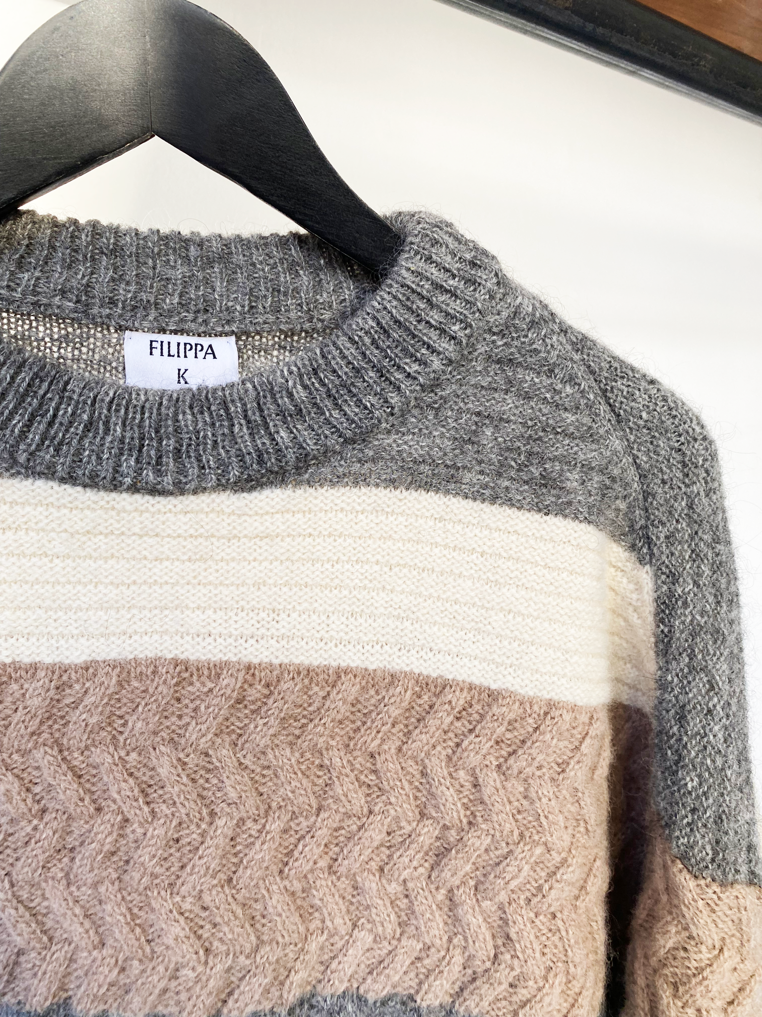 Filippa K grey stripe braided wool sweater size S