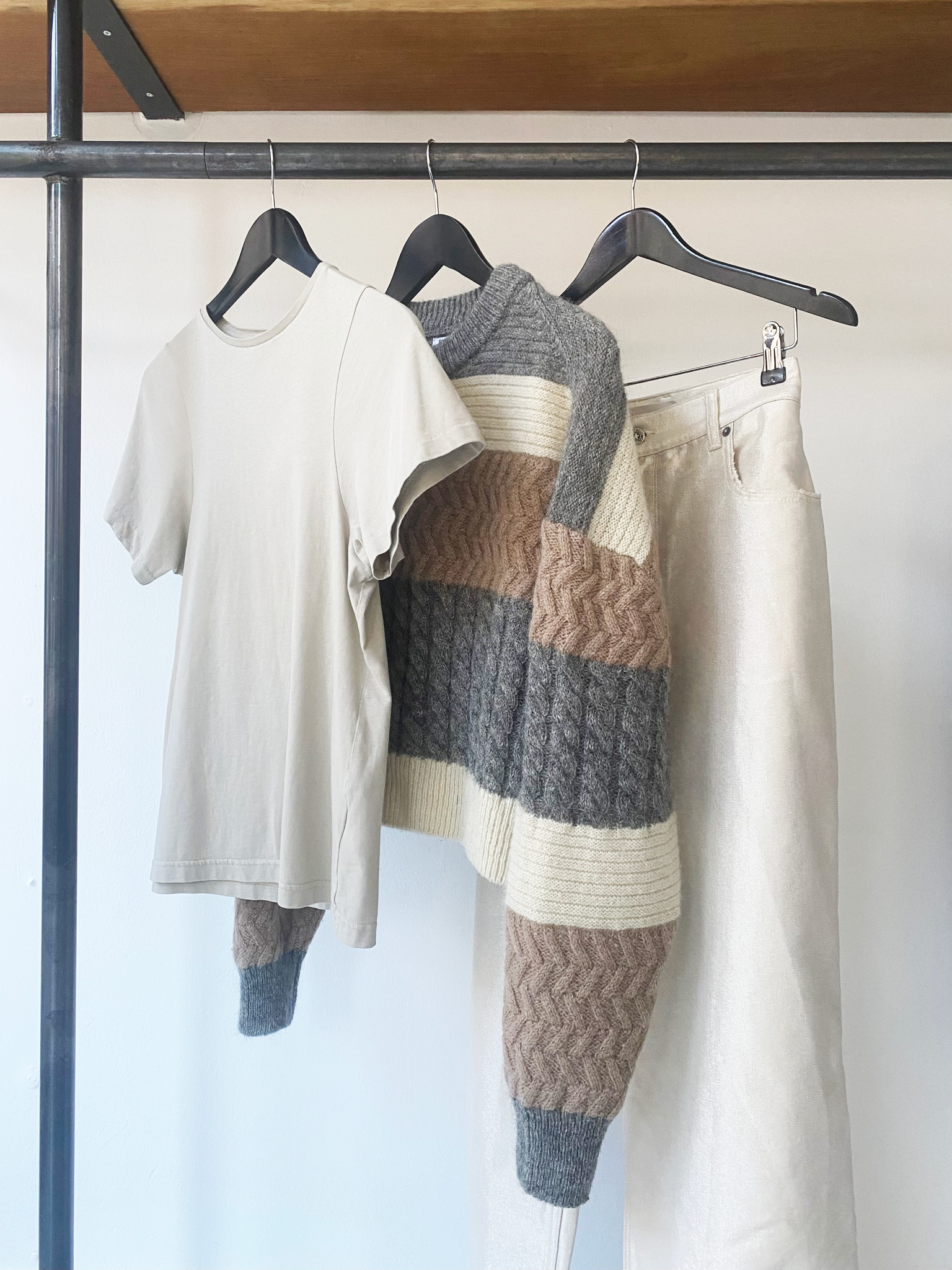 Filippa K grey stripe braided wool sweater size S