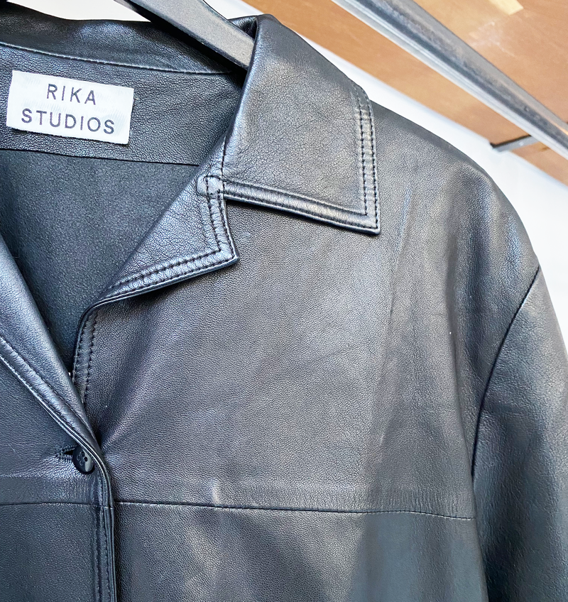 Rika Studios leather studded shirt size S
