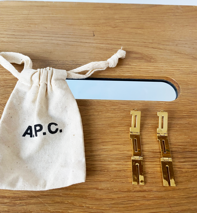 A.P.C. gold logo hardware earrings
