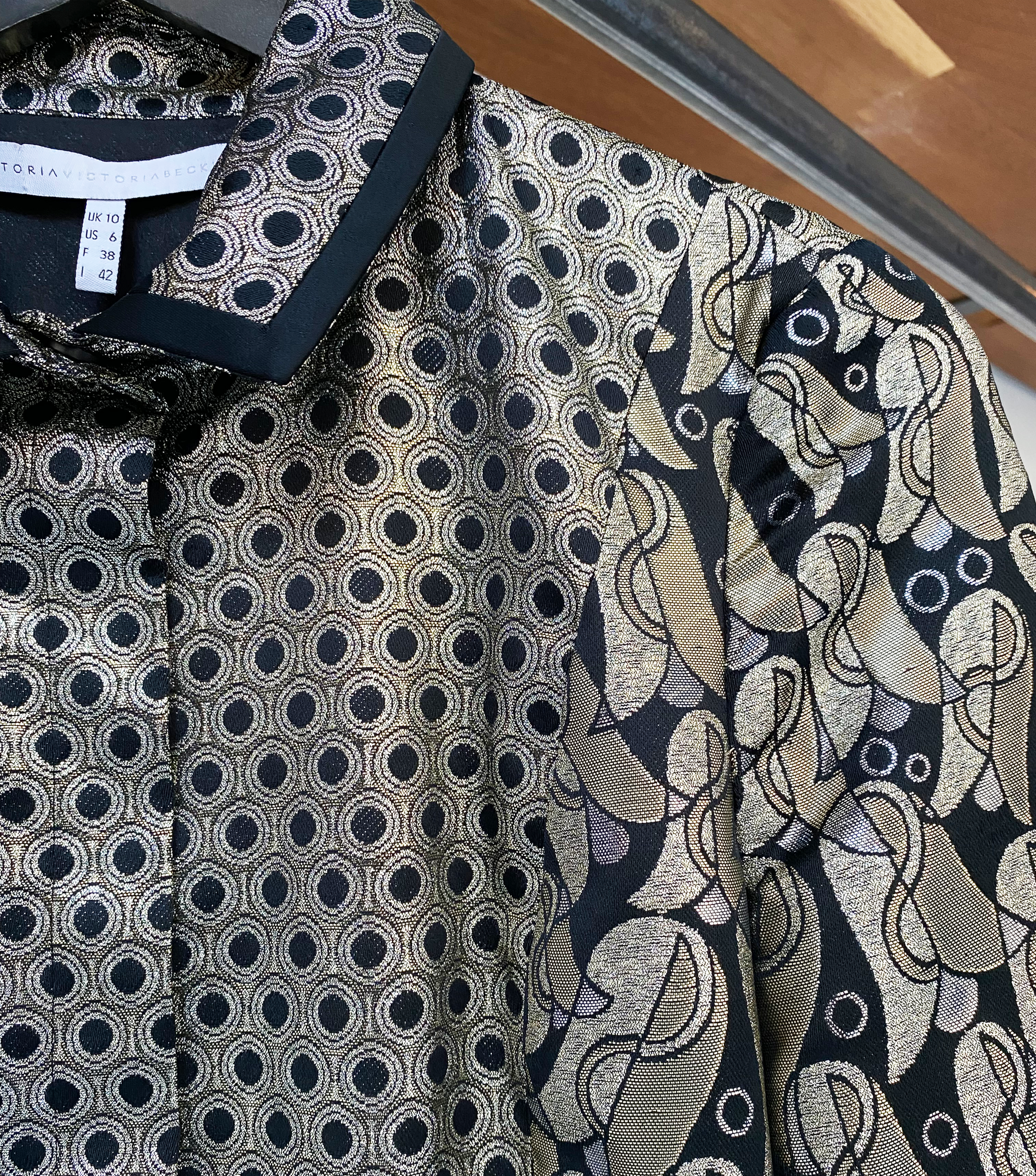 Victoria Beckham silver gold metallic dress size 38