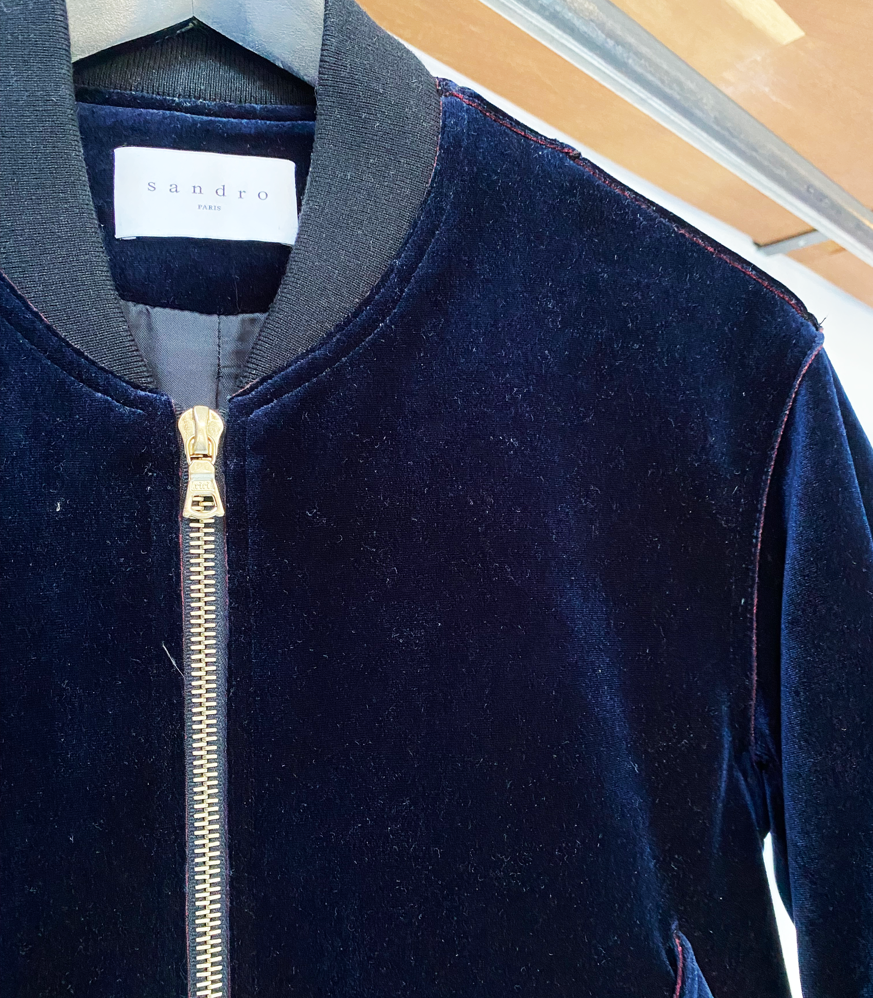 Sandro velvet bomber jacket size 2