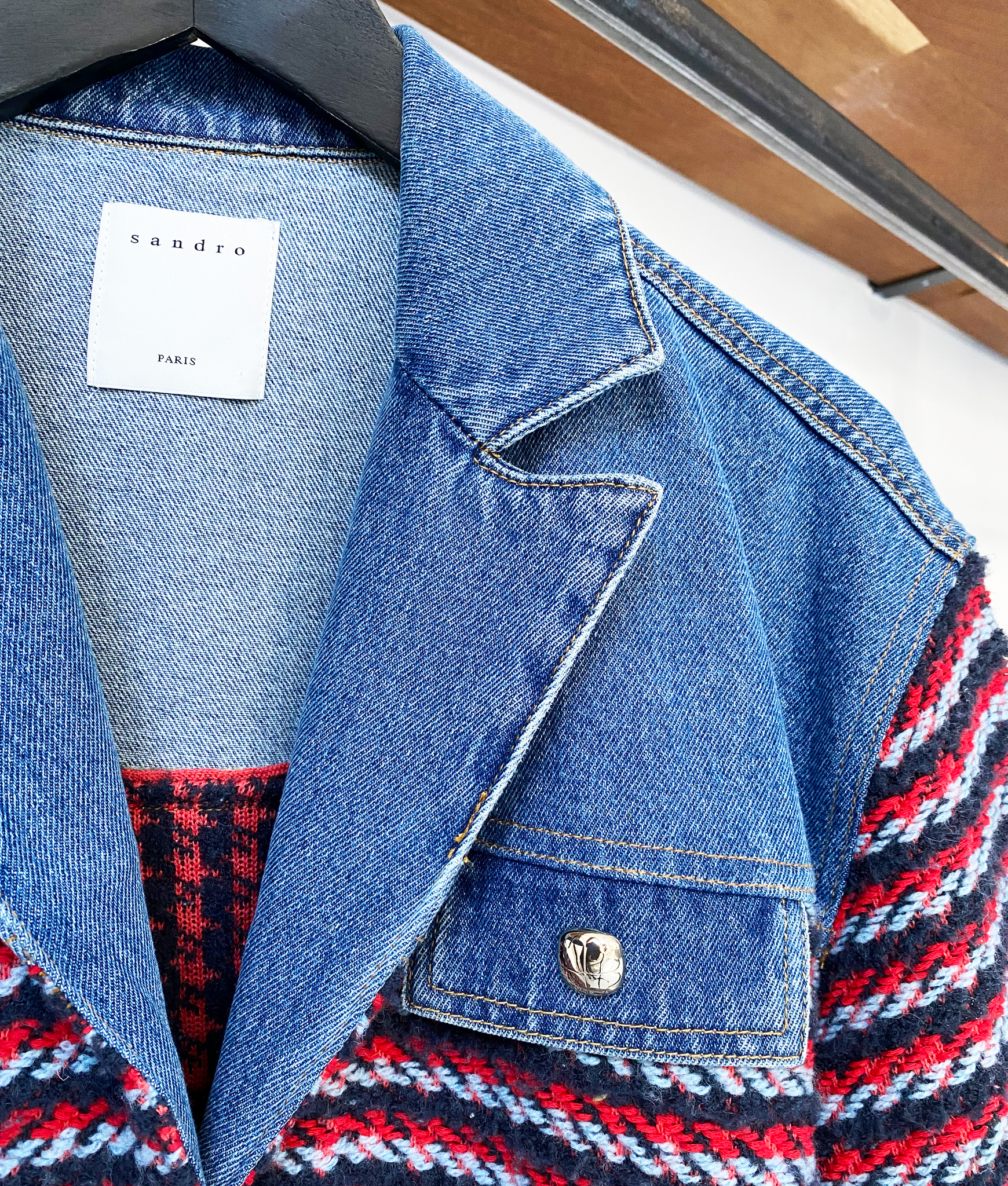 Sandro denim trim tweed jacket size 1