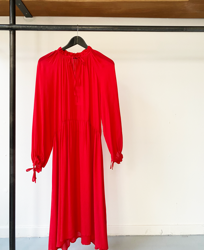 Graumann red silk long sleeve dress size S