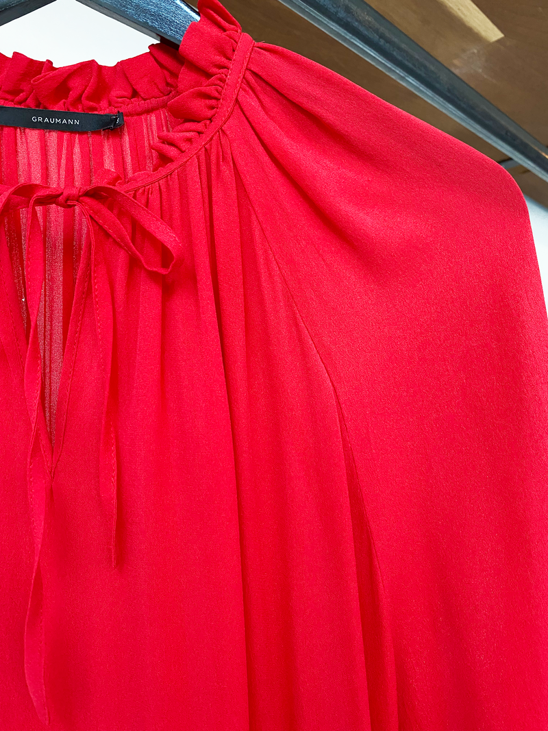 Graumann red silk long sleeve dress size S