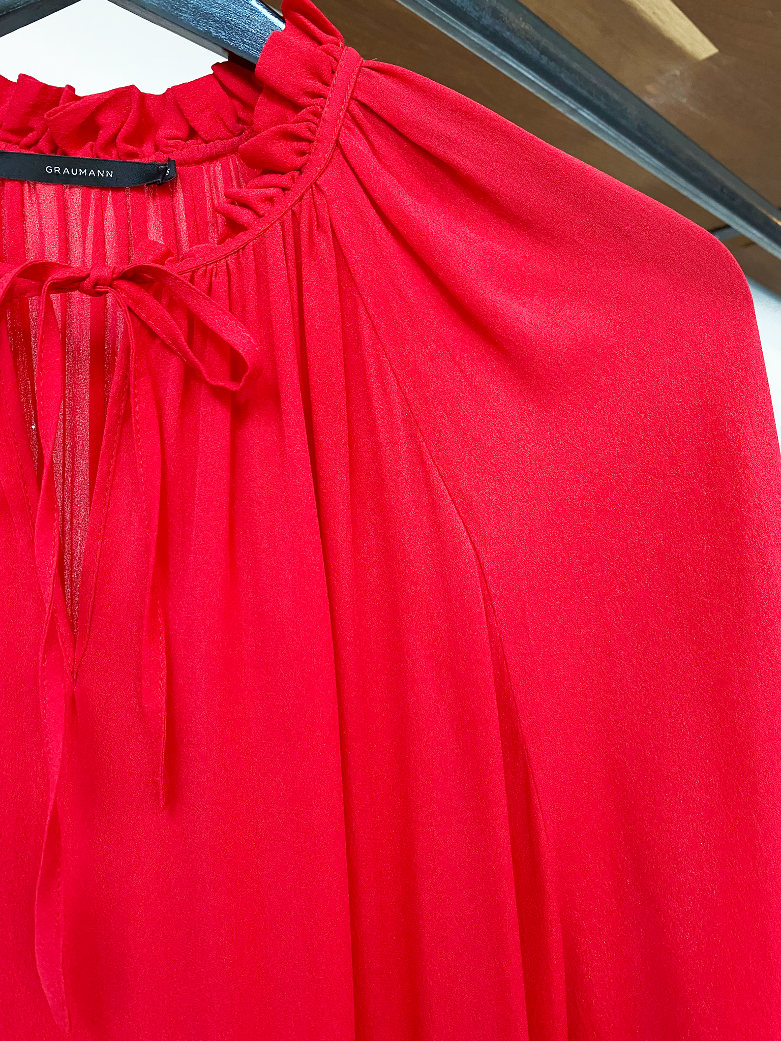 Graumann red silk long sleeve dress size S