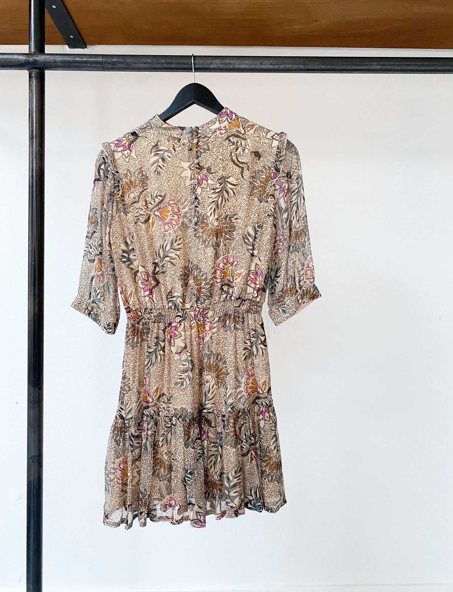 Sessun floral print silver thread dress size S