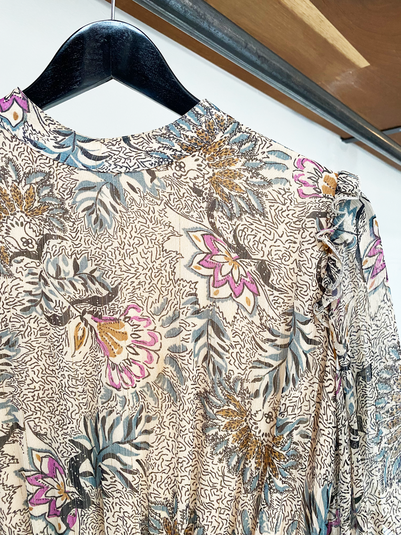 Sessun floral print silver thread dress size S