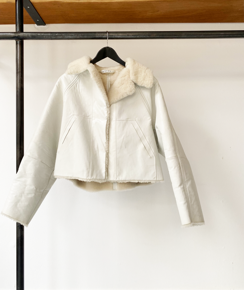 Kassl Editions white shearling jacket size M