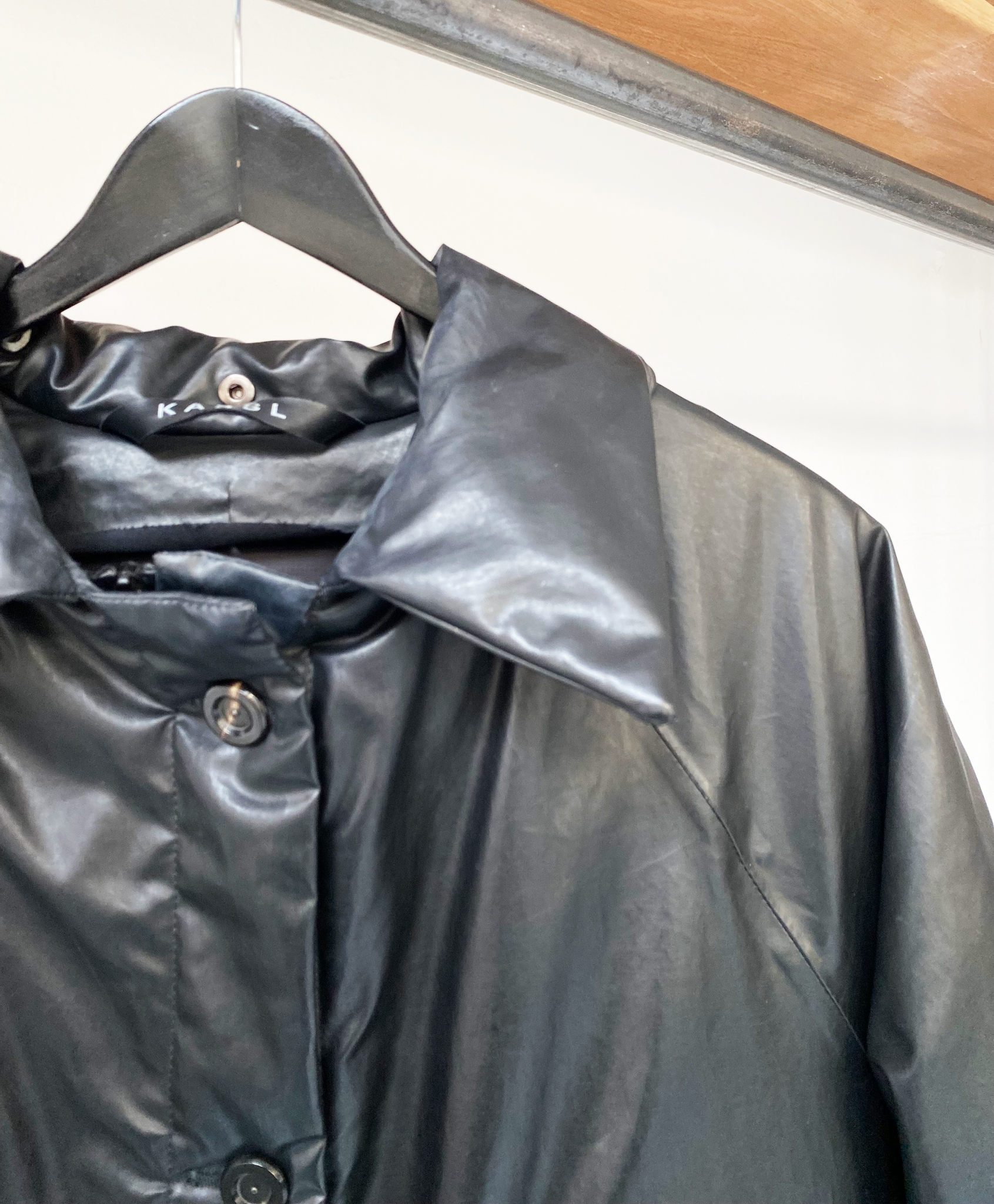 Kassl Editions black padded oil coat size M