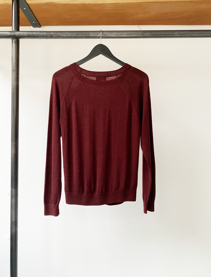 A.P.C. burgundy merino wool jumper size M