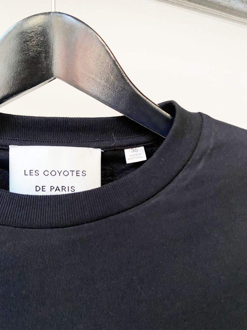 Les Coyotes de Paris black shoulder padded dress size 36