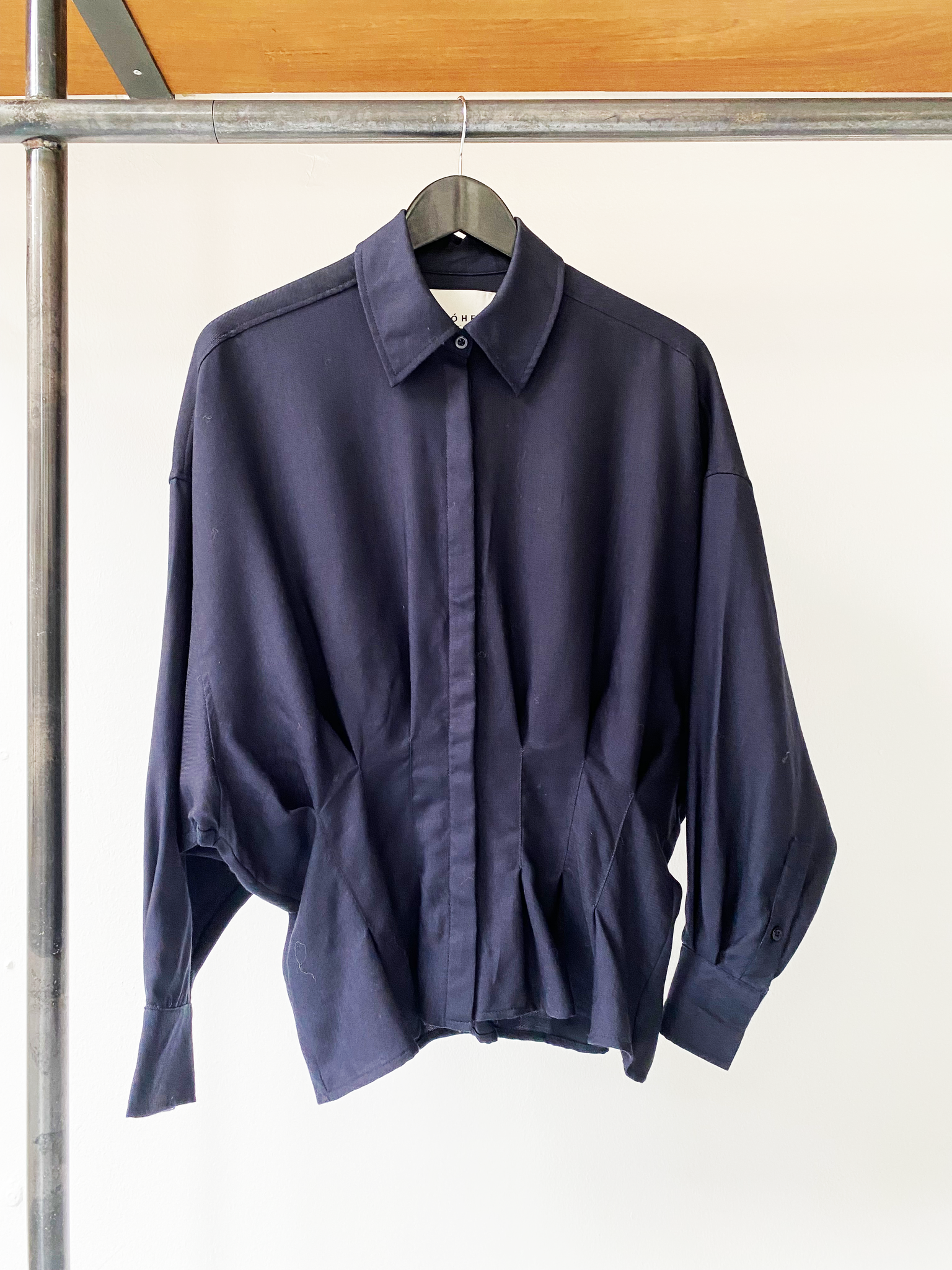 RÓHE sculptural wool blend shirt size 38