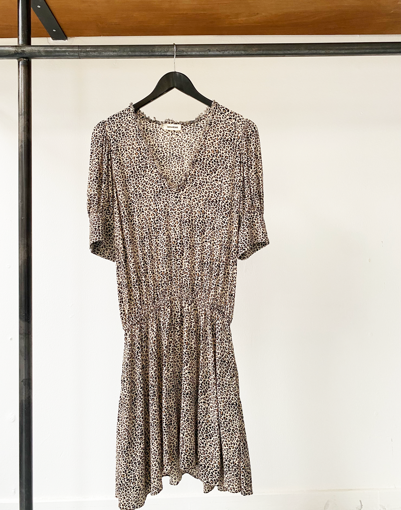 Zadig & Voltaire leopard-print v-neck dress size M