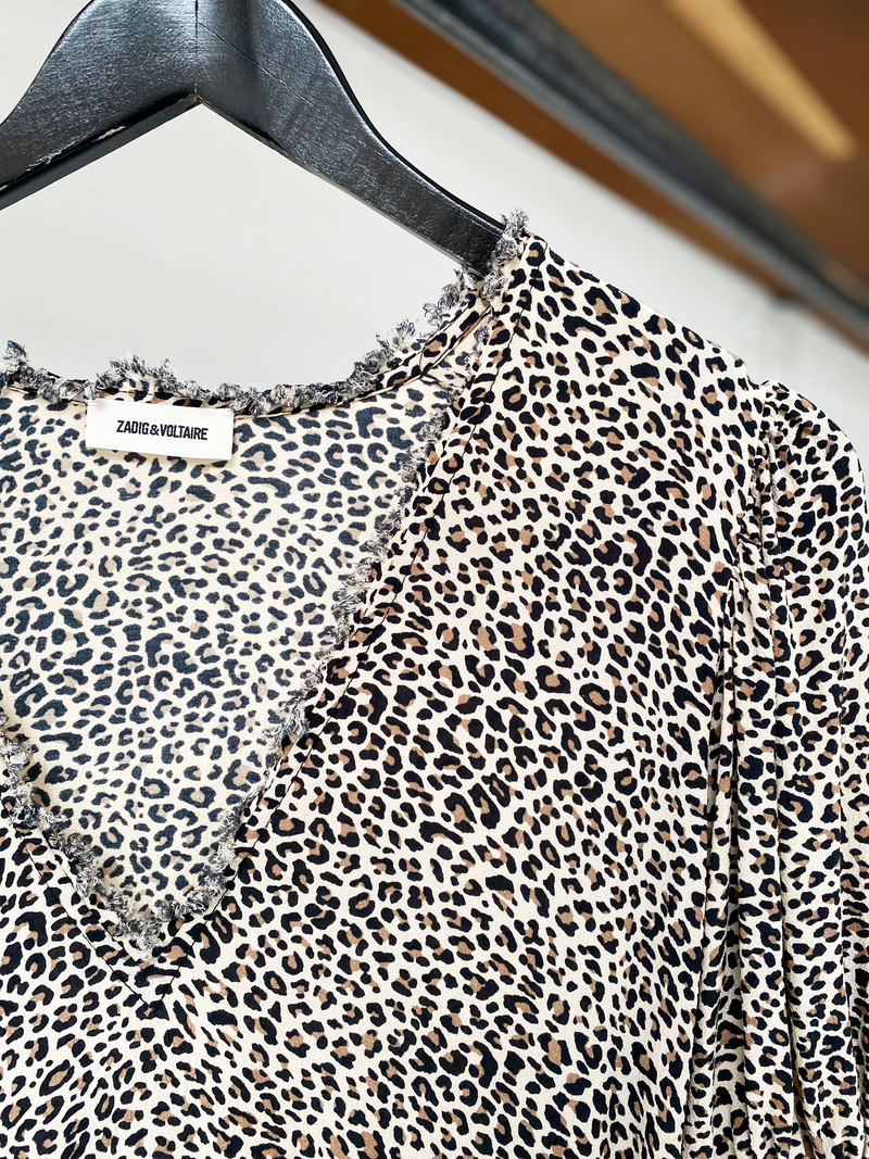 Zadig & Voltaire leopard-print v-neck dress size M