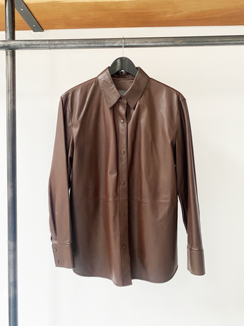 Massimo Dutti chocolate brown leather shirt size M