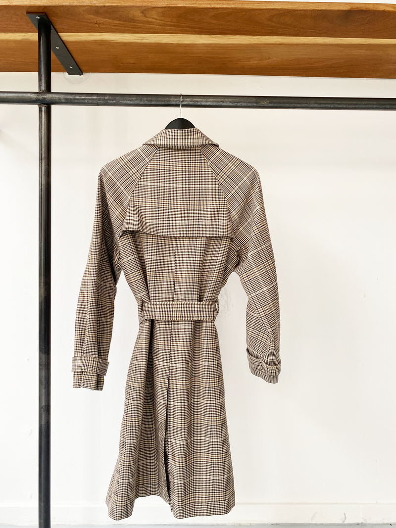 A.P.C. beige tartan check trenchcoat size 36