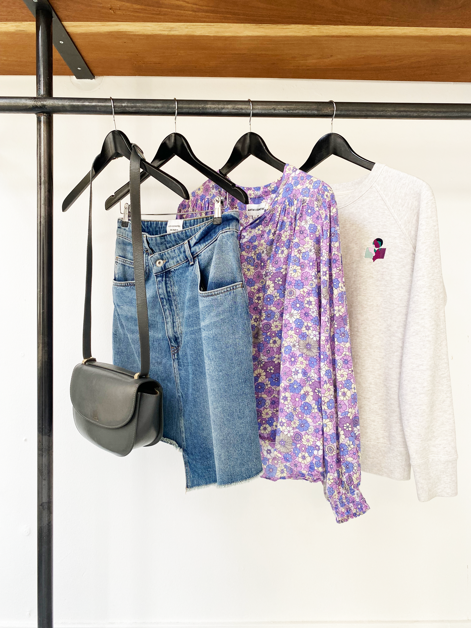 Les Coyotes de Paris denim midi wrap skirt size S