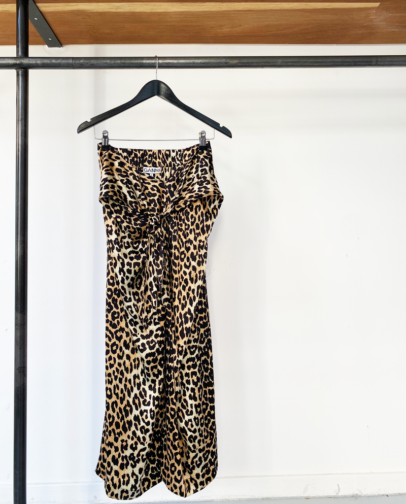 GANNI silk leopard print skirt size 34
